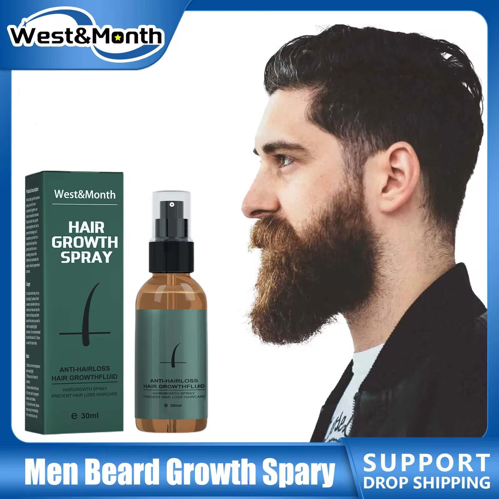 Hair Care Essential Oil Atomizing - Natuurlijke Mannen Baardgroei Roller Set Baardgroei
