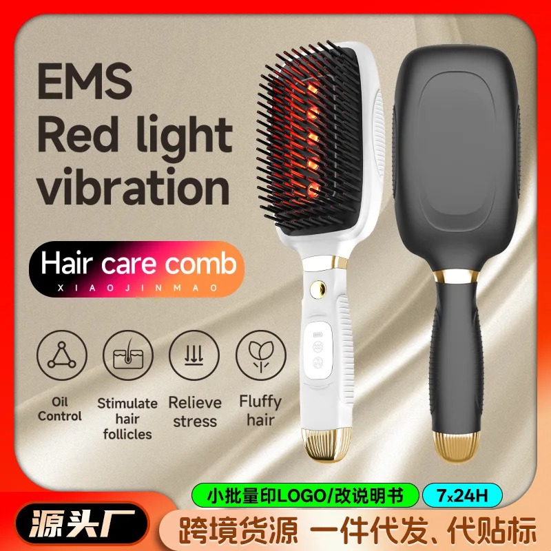 Hair Care Growth - Elektrische antistatische haarkam Trillingen Rood licht