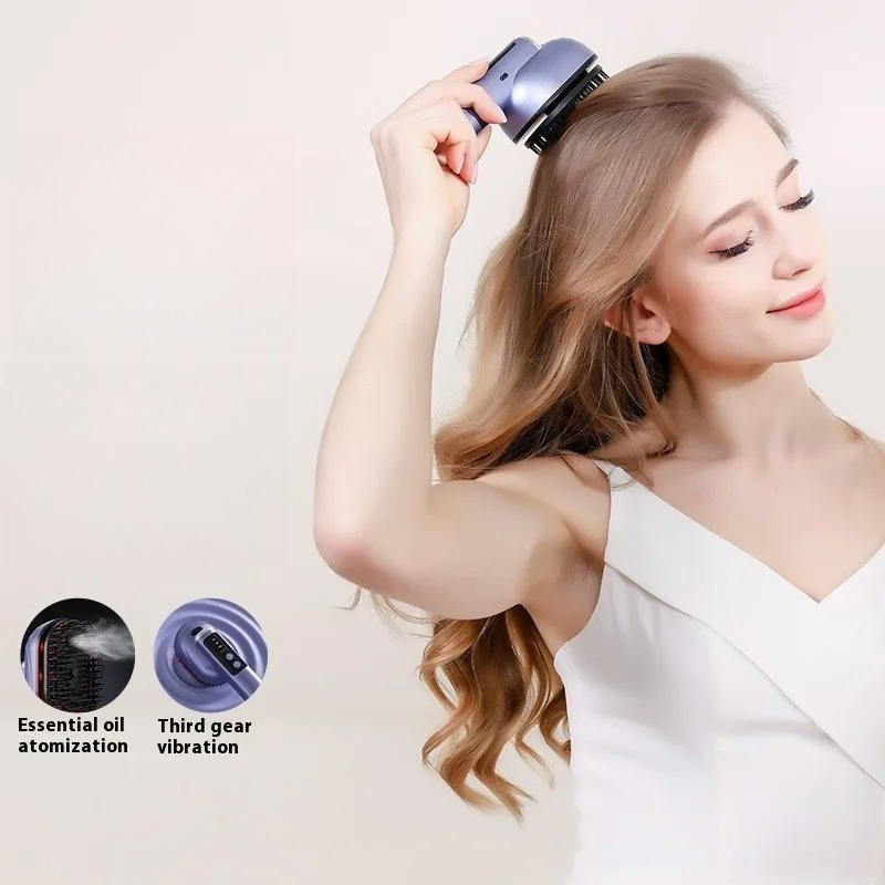 Hair Care Essential Oil Atomizing - Mini siliconen hoofdmassageborstel met essentiële olieverneveling,